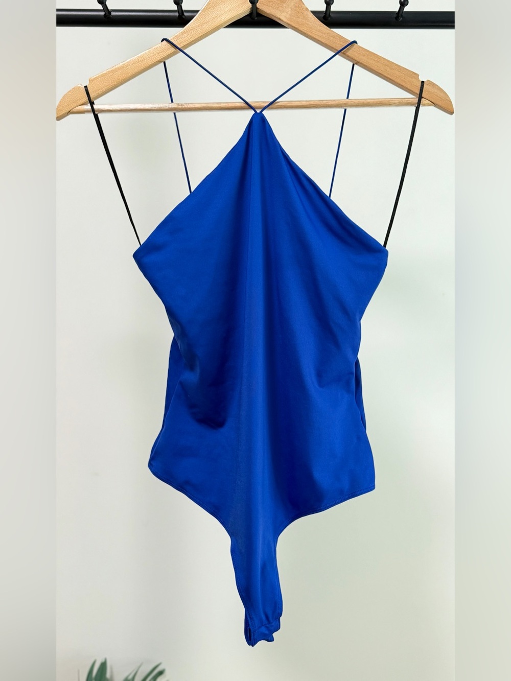H&M Royal Blue Halter Bodysuit Open Back Y2K Clean Girl Going Out Size S